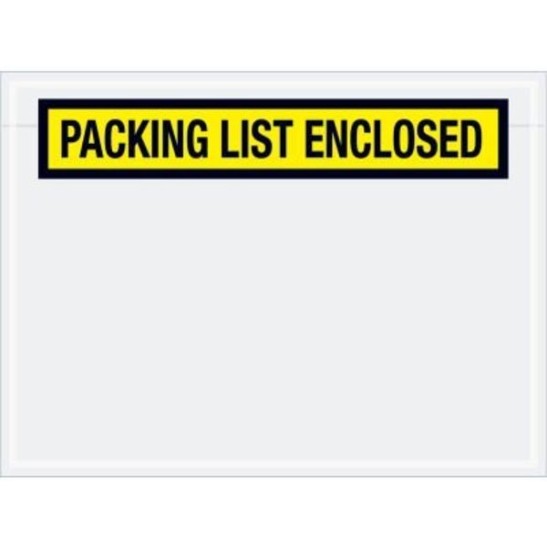 Box Packaging Panel Face Envelopes, "Packing List Enclosed" Print, 6-3/4"L x 5"W, Yellow, 1000/Pack PL460
